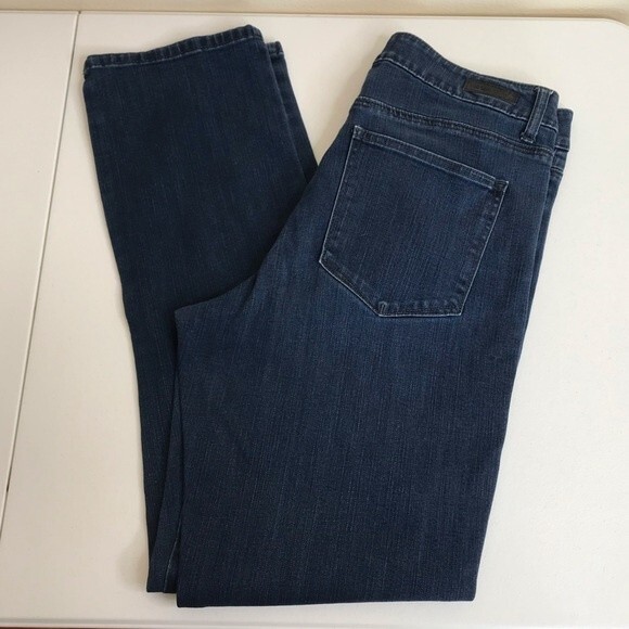 Lee Classic Fit Straight Leg High Rise Dark Wash Denim Blue Jeans Women Size 14 - Picture 12 of 13